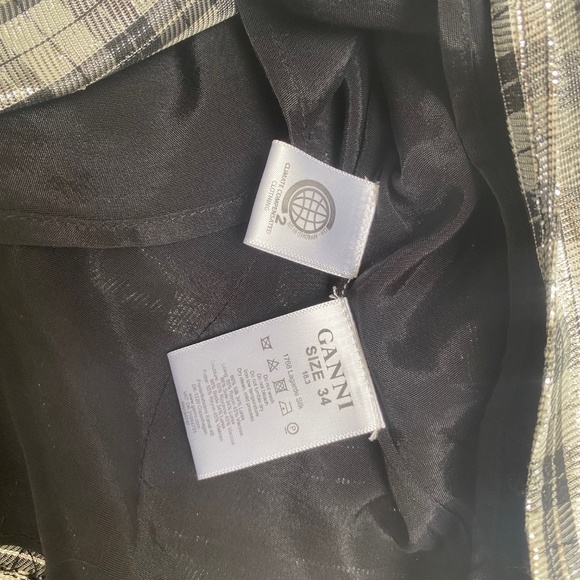 Ganni Metallic Plaid Puff Sleeve Top - Picture 4 of 6